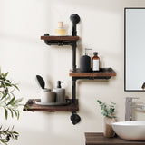 Rustic Industrial Floating Pipe Shelves - Adjustable DIY Wall Mounted Bookcase with Timber and Metal Design