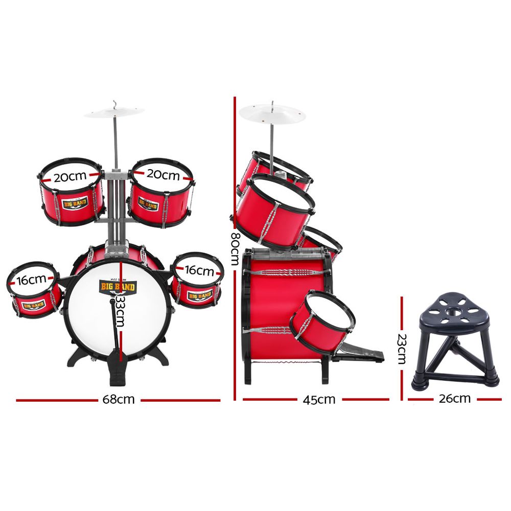 Keezi Junior 7-Piece Drum Set for Kids - Mini Big Band Musical Toy