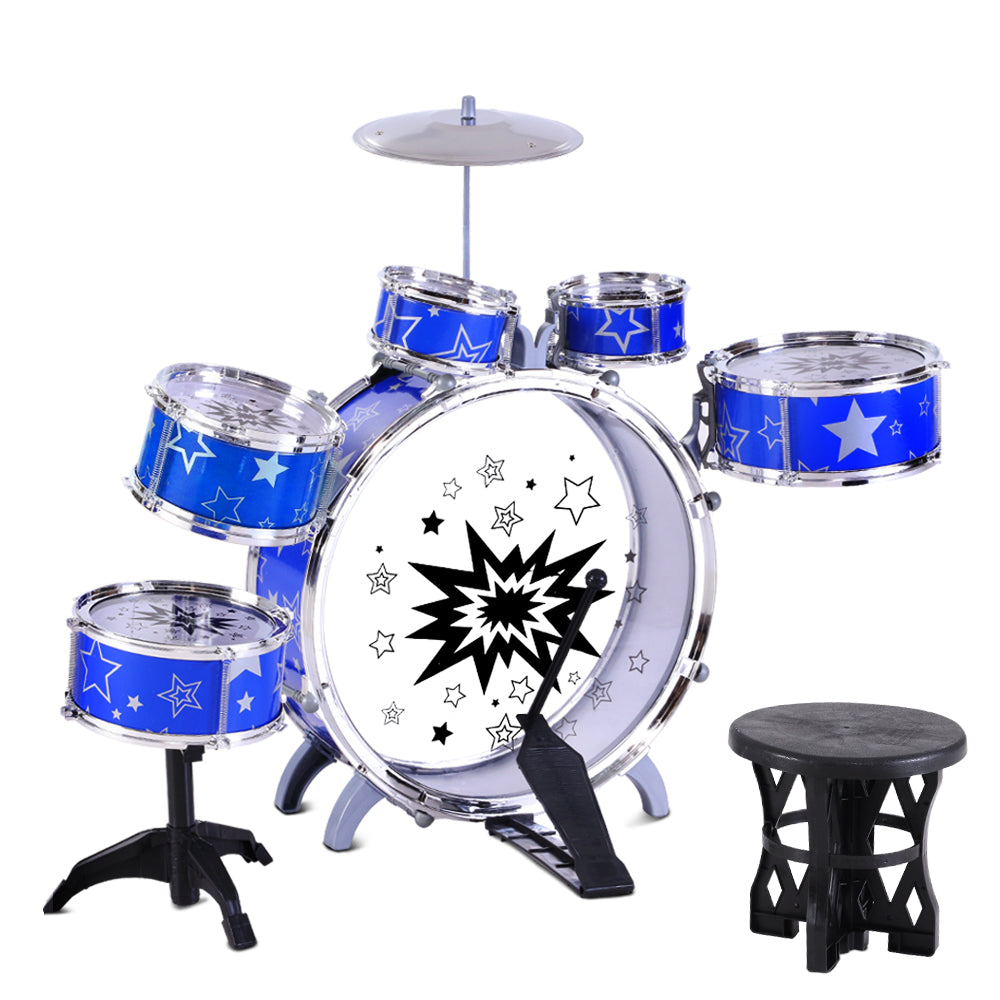 Blue 8-Piece Kids Drum Set for Little Musicians