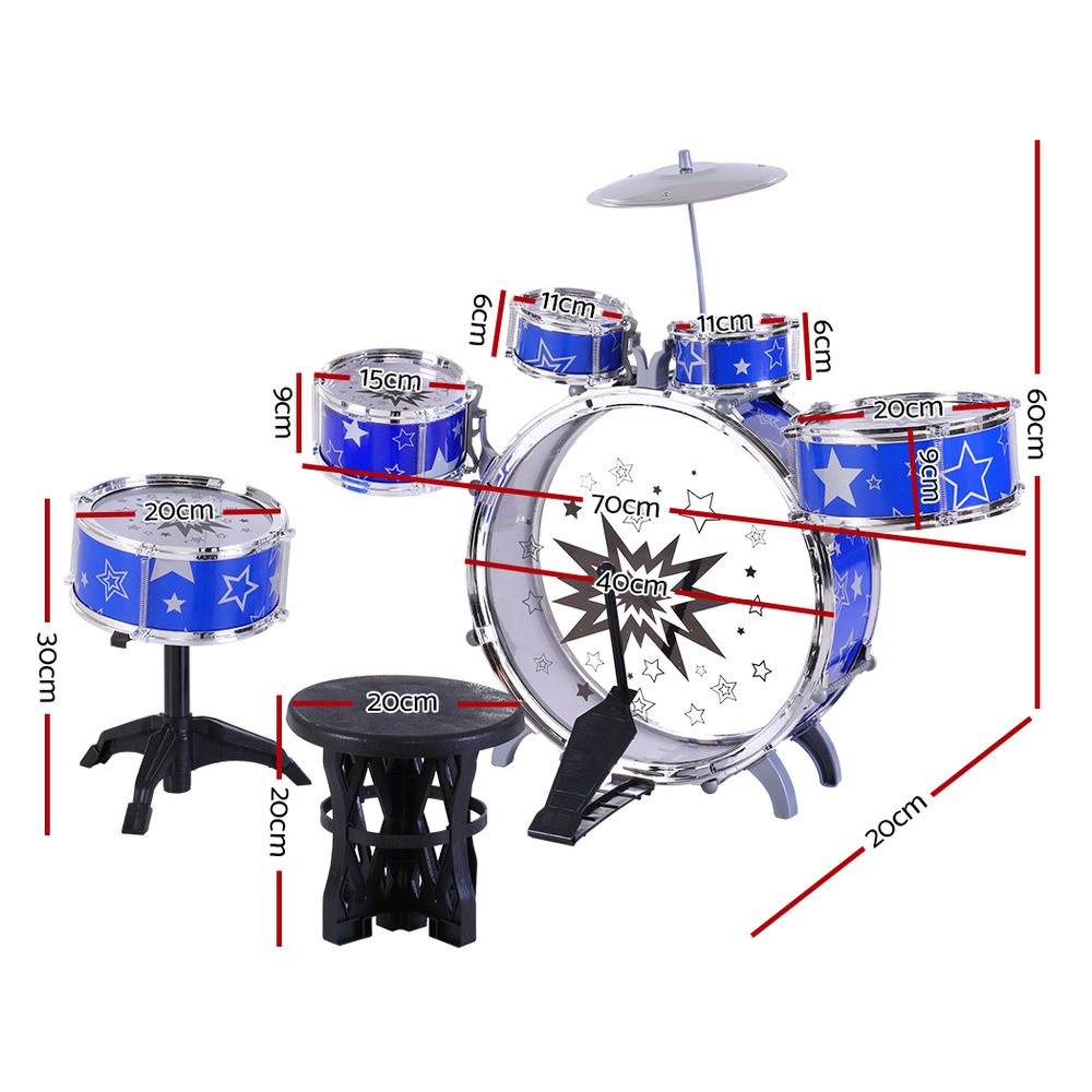 Blue 8-Piece Kids Drum Set for Little Musicians