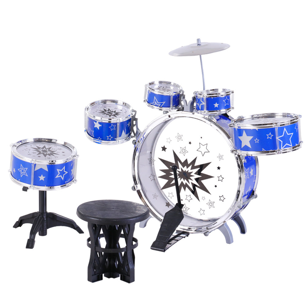 Blue 8-Piece Kids Drum Set for Little Musicians