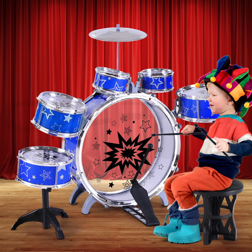 Blue 8-Piece Kids Drum Set for Little Musicians