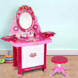 Princess Vanity Playset - 30 Piece Kids Makeup Dresser in Pink