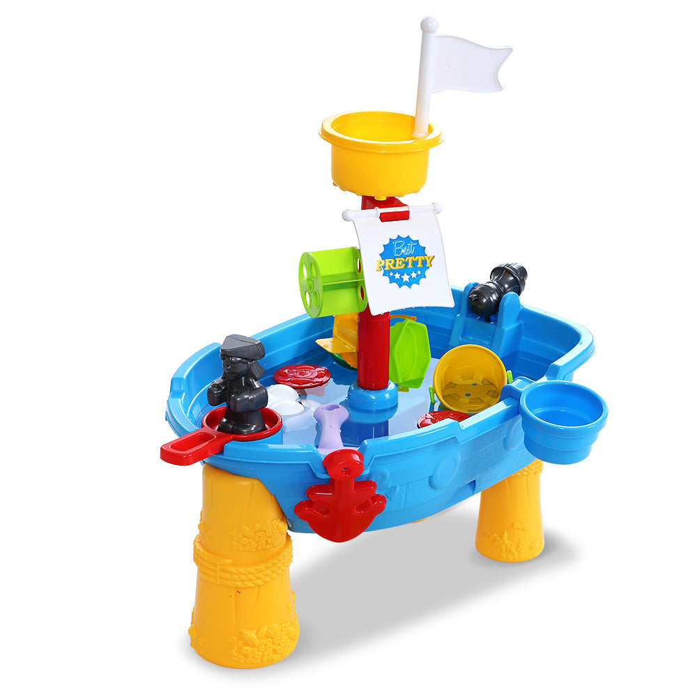 Keezi Children's Pirate Ship Sand and Water Play Table for Outdoor Fun