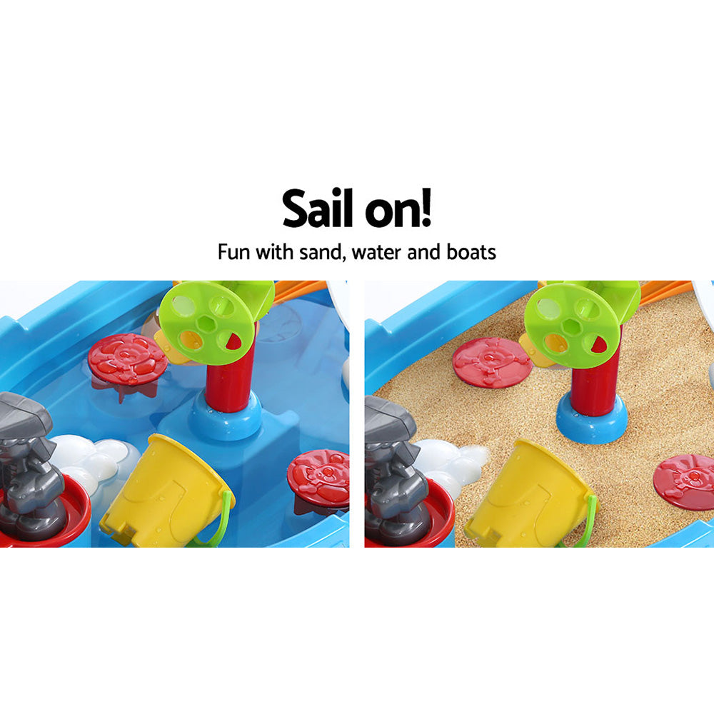 Keezi Children's Pirate Ship Sand and Water Play Table for Outdoor Fun