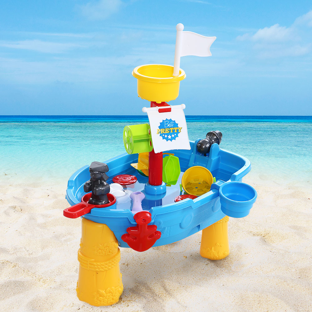 Keezi Children's Pirate Ship Sand and Water Play Table for Outdoor Fun