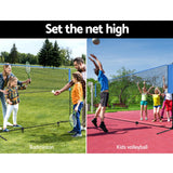 Everfit Multi-Sport Portable Net System for Badminton, Volleyball, Tennis, and More - 3m Adjustable Height, Blue