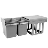 Compact Grey Dual Compartment Pull-Out Waste Bin for Kitchens