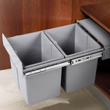 Compact Grey Dual Compartment Pull-Out Waste Bin for Kitchens