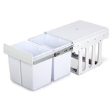 Cefito 30L White Dual Compartment Sliding Kitchen Waste Bin - Front View