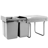 40L Grey Dual Compartment Pull-Out Trash Can