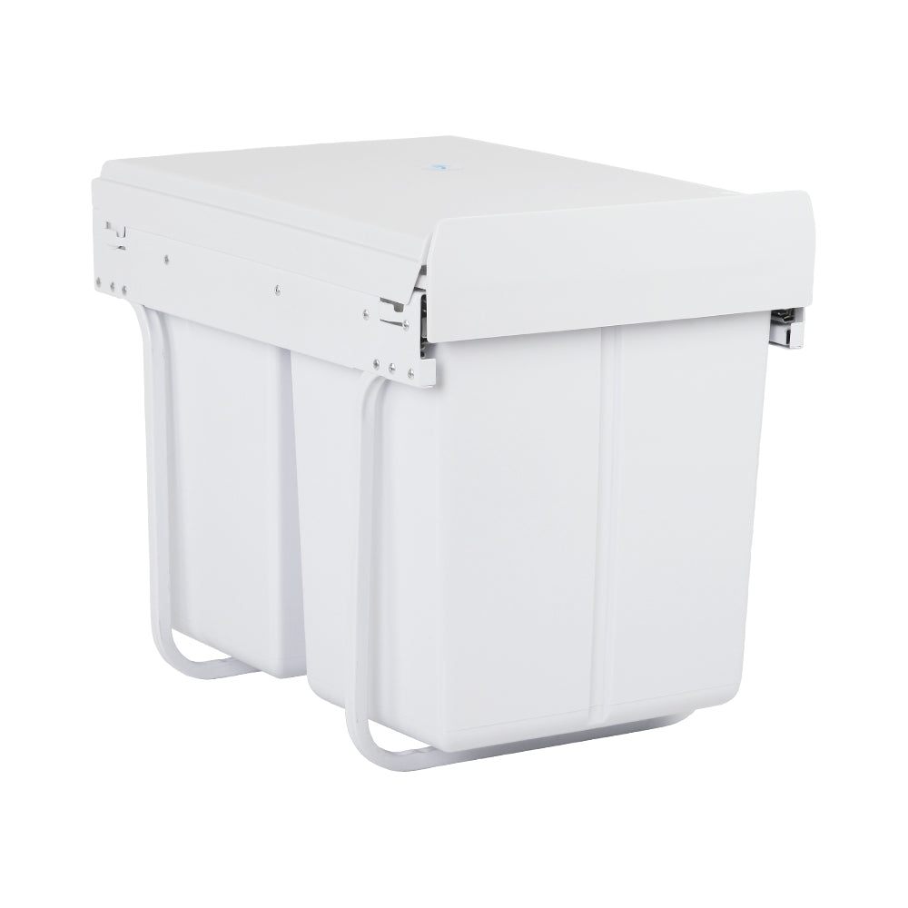 40L Dual Compartment Pull-Out Kitchen Waste Bin - White