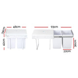 40L Dual Compartment Pull-Out Kitchen Waste Bin - White