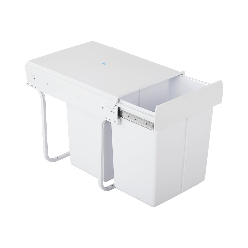 40L Dual Compartment Pull-Out Kitchen Waste Bin - White