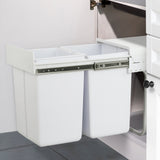 40L Dual Compartment Pull-Out Kitchen Waste Bin - White