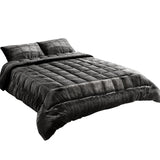 Giselle Bedding Charcoal Faux Mink Super King Luxury Quilt Set