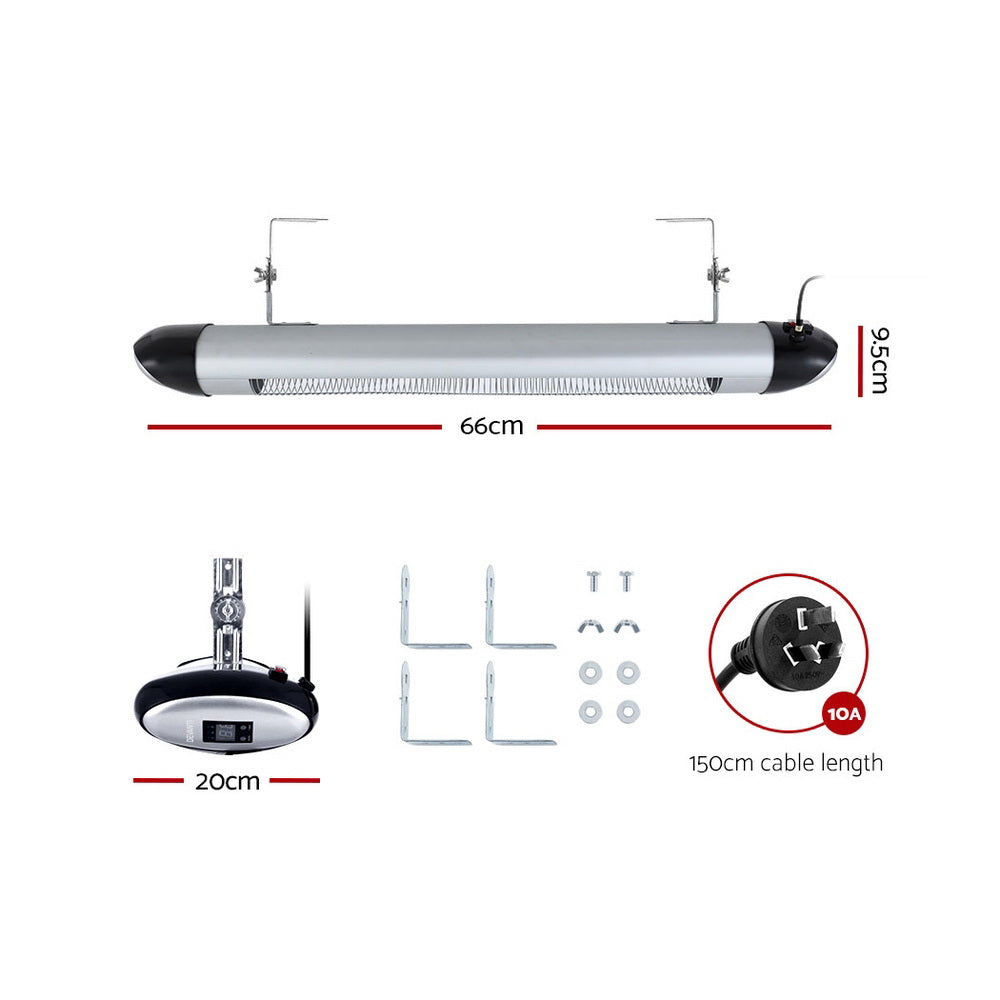 Devanti 1500W Infrared Radiant Heater with Remote Control for Indoor and Outdoor Use