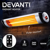 Devanti 1500W Infrared Radiant Heater with Remote Control for Indoor and Outdoor Use