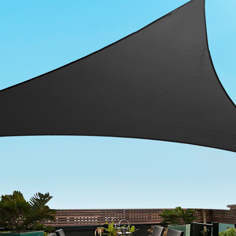 Deluxe Triangle Black Shade Sail Canopy - 5x5x5m, 280gsm, UV Blocker