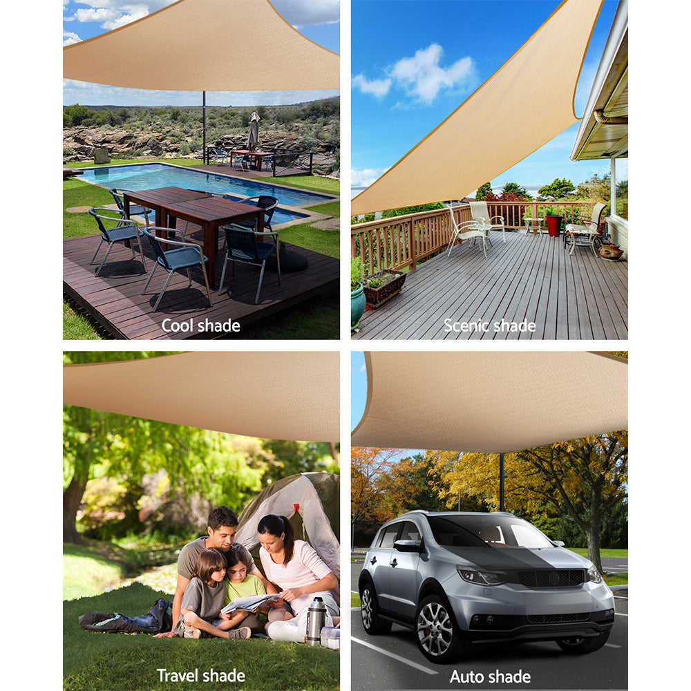 Premium 3x5m Sand Rectangular Shade Sail Canopy - Ultimate UV Protection and Weather-Resistant Design