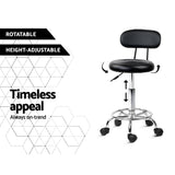 Artiss Adjustable Black PU Leather Salon Stool with Backrest and Swivel Function