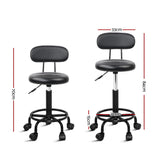 Modern Adjustable Swivel Salon Stool with Backrest and Hydraulic Lift - Side View