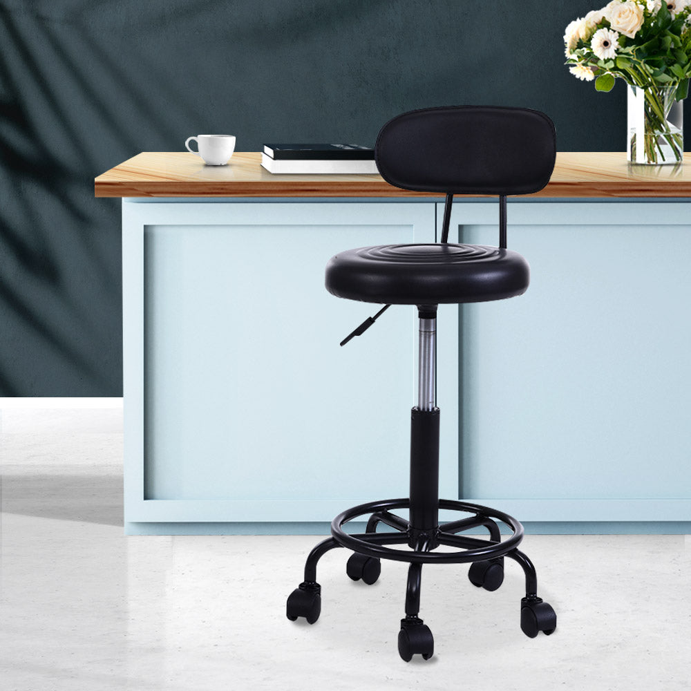 Modern Adjustable Swivel Salon Stool with Backrest and Hydraulic Lift