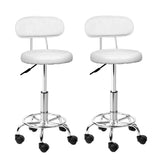 Set of 2 Adjustable Swivel Salon Stools with Backrest for Hairdressing and Barber Use - Front View