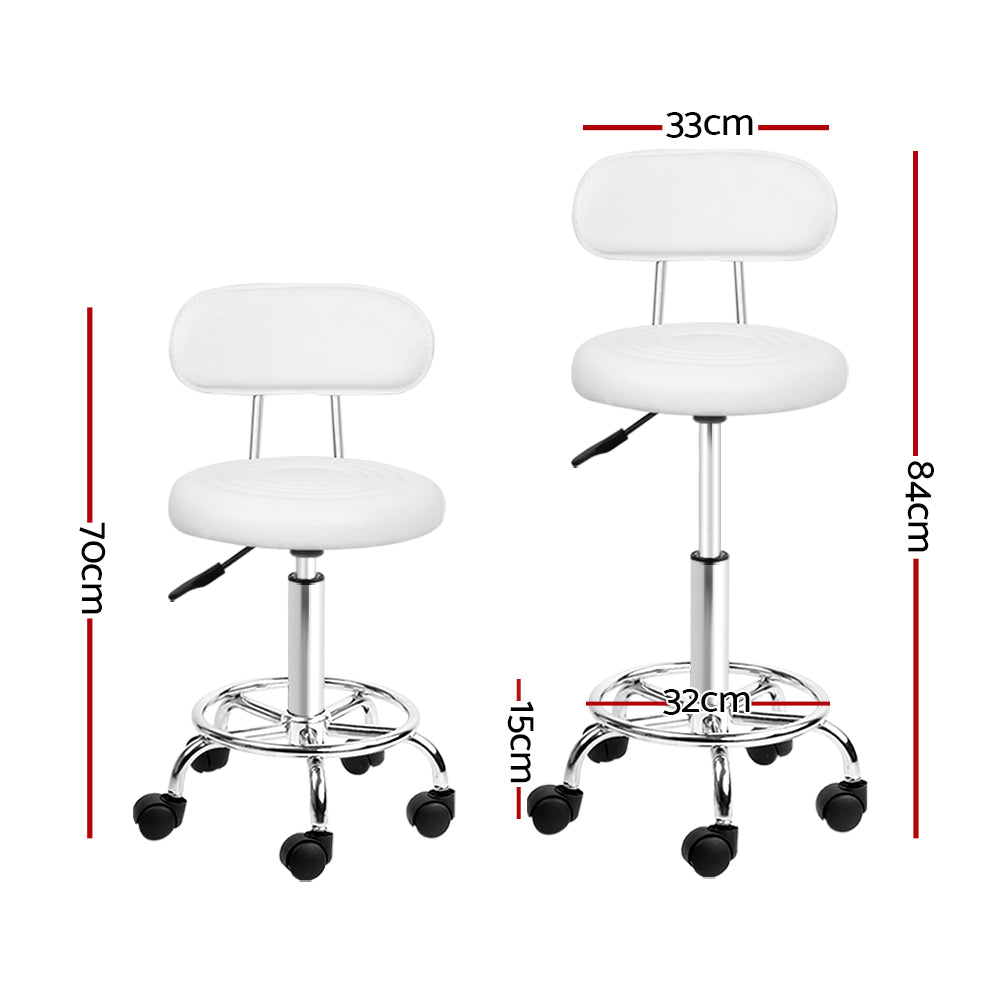 Set of 2 Adjustable Swivel Salon Stools with Backrest for Hairdressing and Barber Use