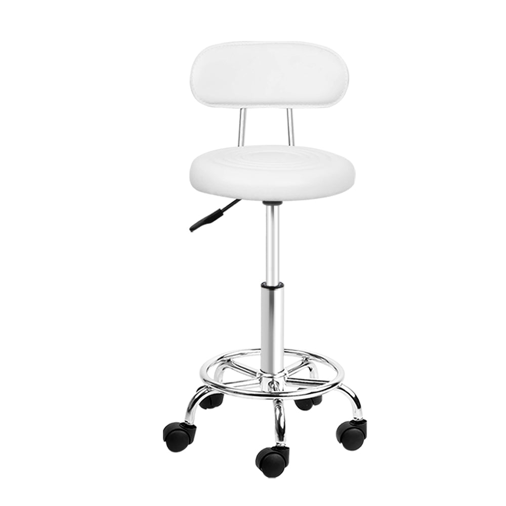 Set of 2 Adjustable Swivel Salon Stools with Backrest for Hairdressing and Barber Use