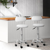 Set of 2 Adjustable Swivel Salon Stools with Backrest for Hairdressing and Barber Use