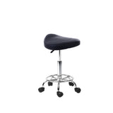 Adjustable Black PU Leather Saddle Salon Stool with Swivel Seat