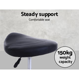 Adjustable Black PU Leather Saddle Salon Stool with Swivel Seat