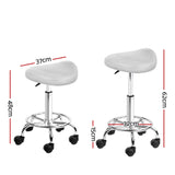 Modern White PU Leather Swivel Saddle Stool for Salon and Beauty Studio