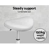 Set of 2 Adjustable White Saddle Salon Stools with Swivel and Hydraulic Lift