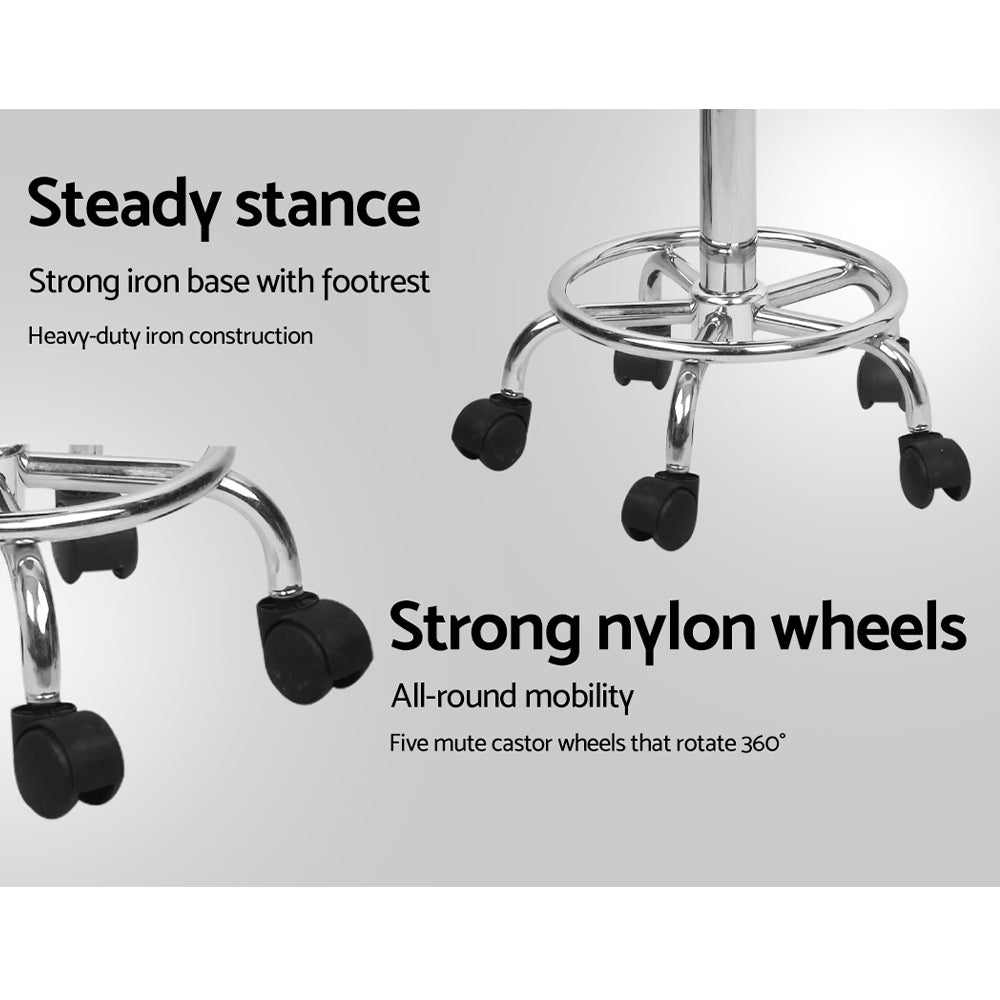 Set of 2 Adjustable White Saddle Salon Stools with Swivel and Hydraulic Lift