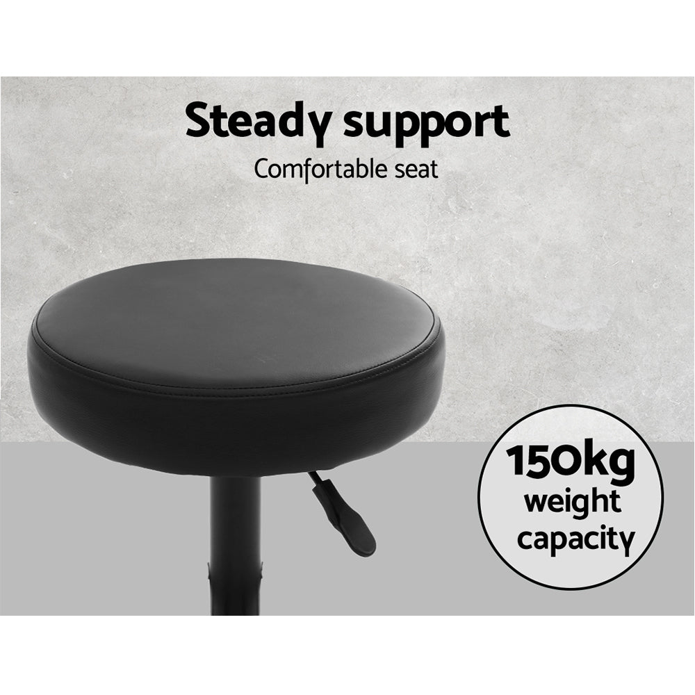 Set of 2 Adjustable Black Swivel Salon Stools with Hydraulic Lift and Footrest