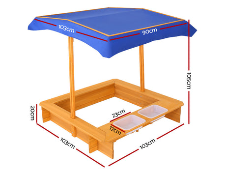 Keezi Kids' Outdoor Sandbox with Adjustable Canopy