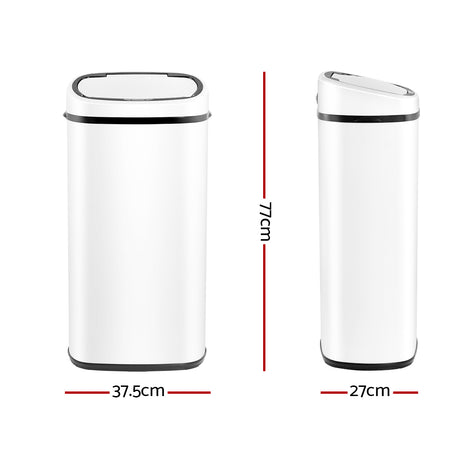 Automatic 68L Touchless Trash Can in White