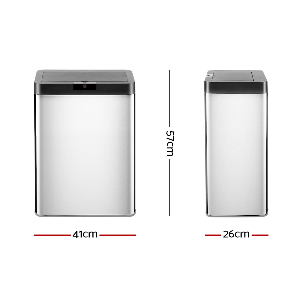 Motion-Activated 50L Stainless Steel Touchless Trash Can