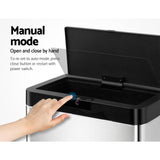 60L Touchless Stainless Steel Sensor Garbage Can - Rear View