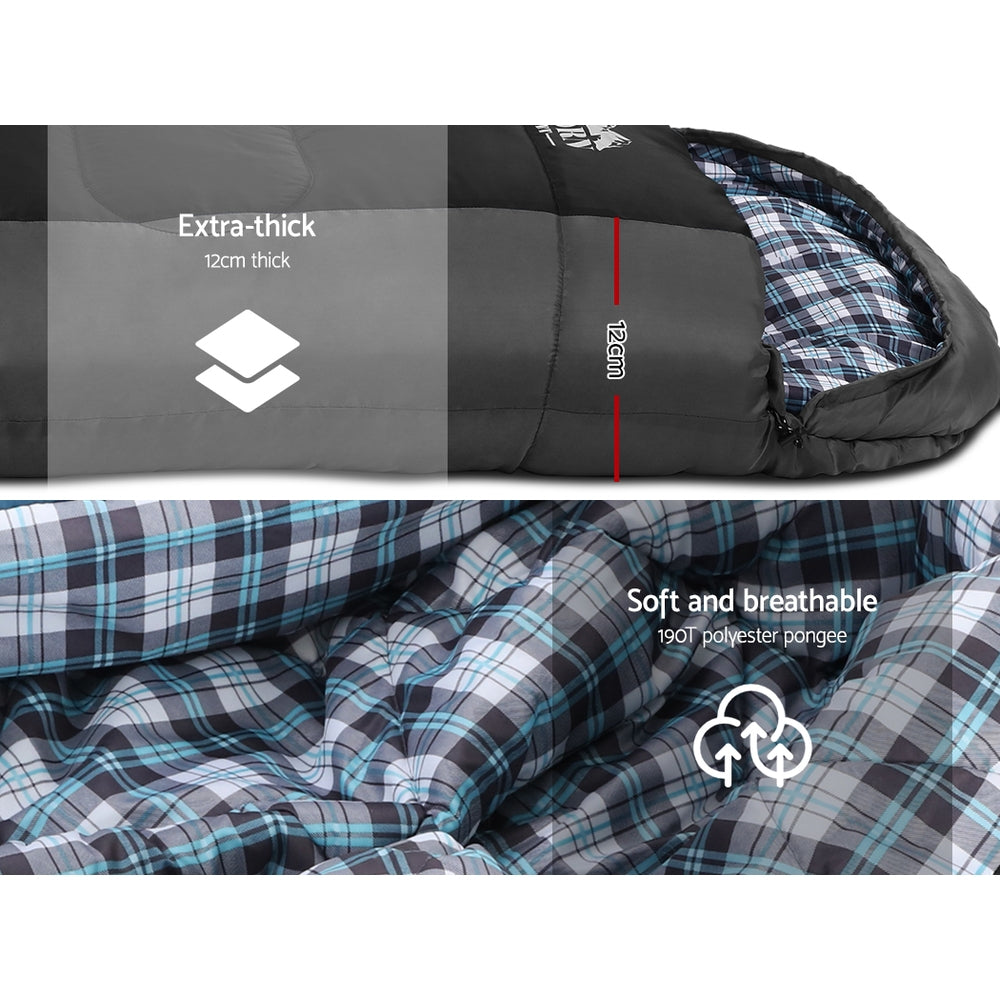 Weisshorn All-Weather Thermal Sleeping Bag for Camping and Hiking -20°C to 10°C, Compact Grey Design