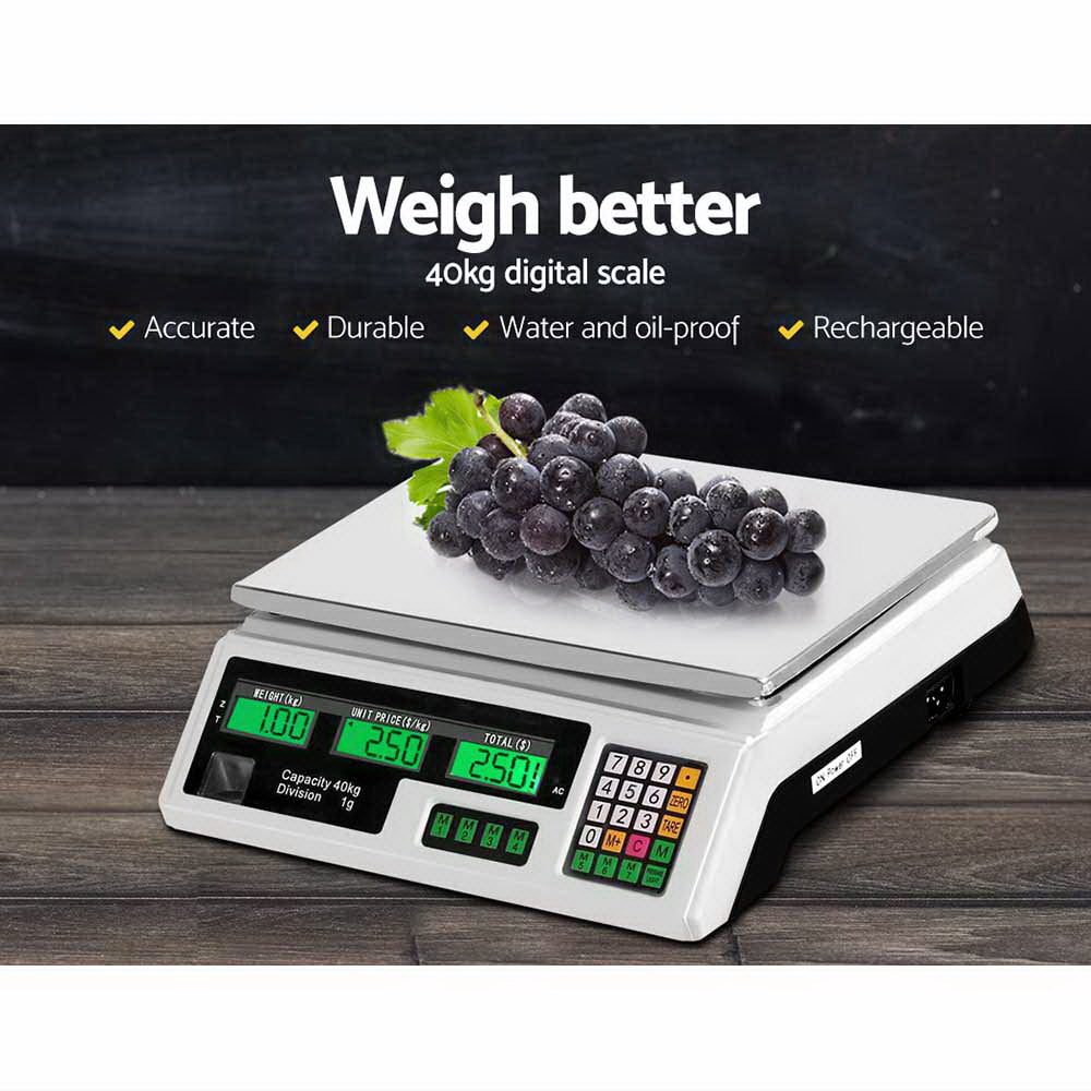 40KG Rechargeable Digital Counting Scale with LCD Display for Commercial Use