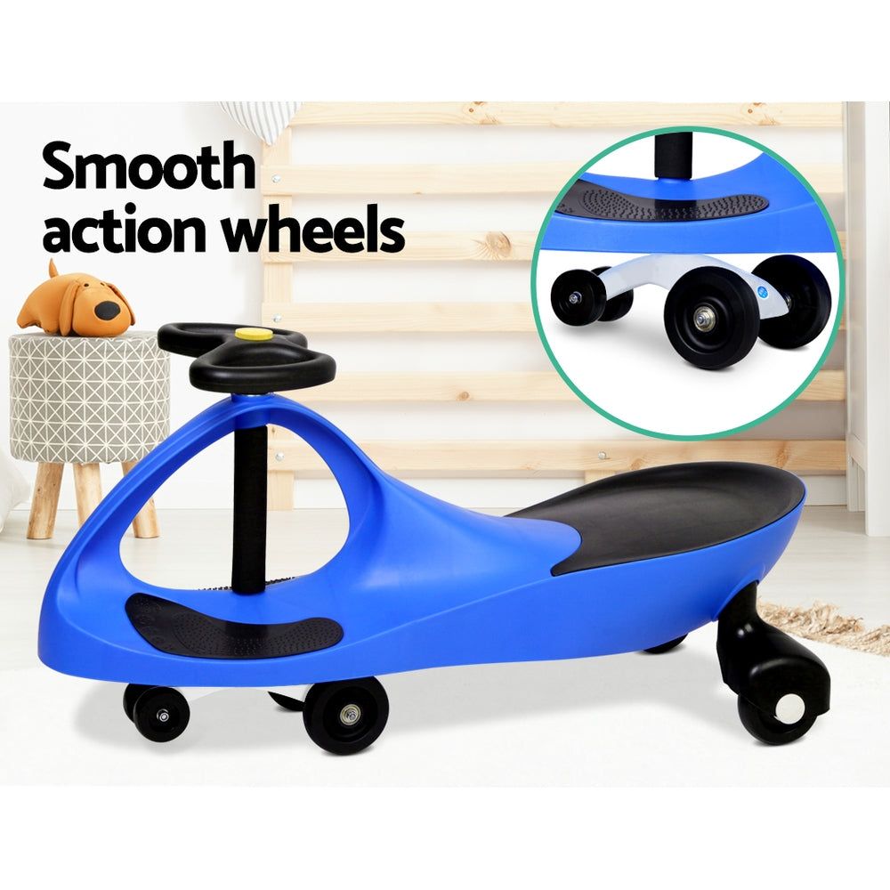 Blue Pedal-Free Kids Swing Car - 79cm Ride-On Toy