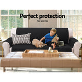 Diamond-Quilted Black Microfibre Sofa Protector - Artiss 1-Seater Lounge Cover with Anti-Scratch Features