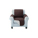 Coffee-Colored Quilted Microfibre Sofa Cover for 1-Seater Couch