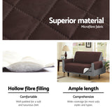 Coffee-Colored Quilted Microfibre Sofa Cover for 1-Seater Couch