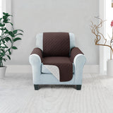 Coffee-Colored Quilted Microfibre Sofa Cover for 1-Seater Couch