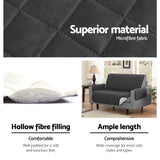 Artiss Dark Grey Microfibre Slipcover for 1-Seater Sofa - Pet-Friendly Quilted Protection - 45-Degree Angle