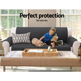 Artiss Dark Grey Microfibre Slipcover for 1-Seater Sofa - Pet-Friendly Quilted Protection - Rear View